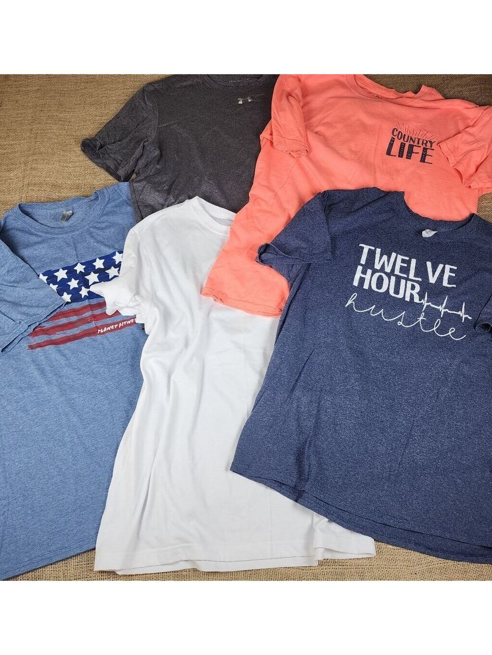 Bundle of 5 Women's Graphic and Plain T-Shirts Size L
